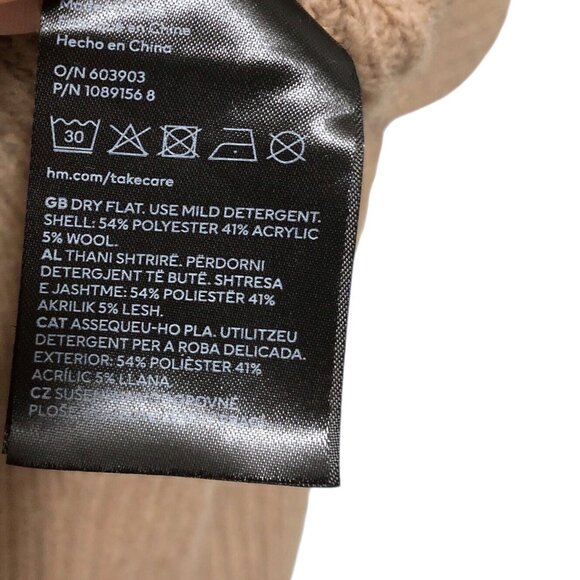 H&M Tan Ribbed Long Sleeve High Collar Knit Sweater M - Picture 7 of 7